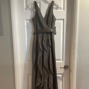Gray ruffled dress from White by Vera Wang